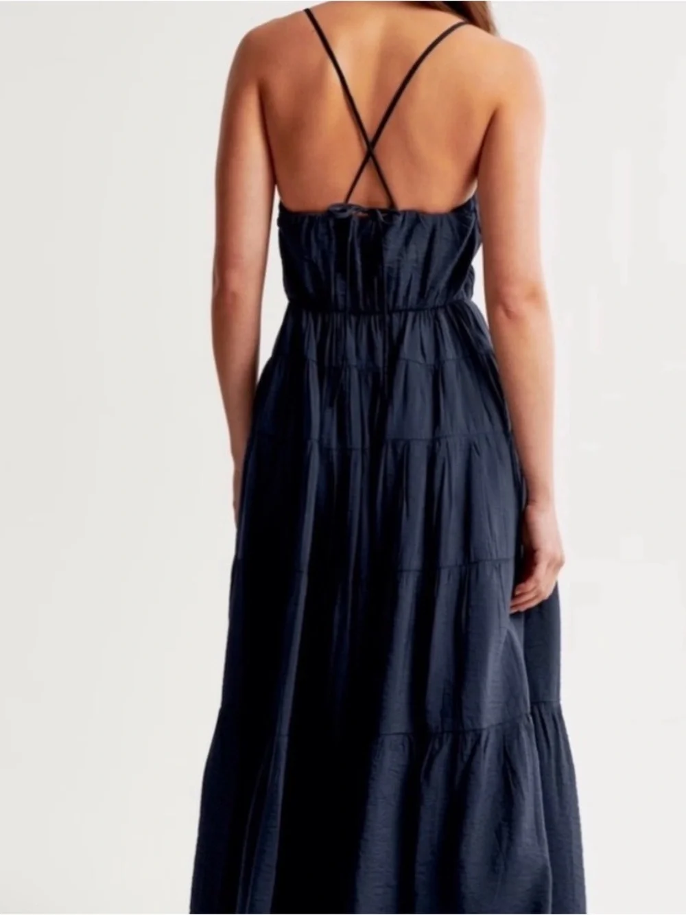 Abercrombie & Fitch Navy Blue Tiered Maxi Dress